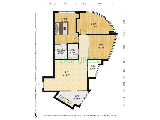蠡湖国际公寓 3室1厅2卫 126平方