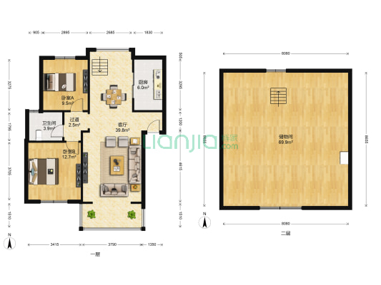 银河城春晓苑 2室1厅1卫 89平方