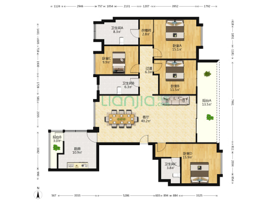 中信泰富滨江金融城九庐 4室1厅3卫 197平方