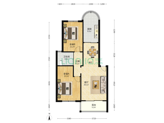 工农四村星源花苑 2室1厅1卫 90平方