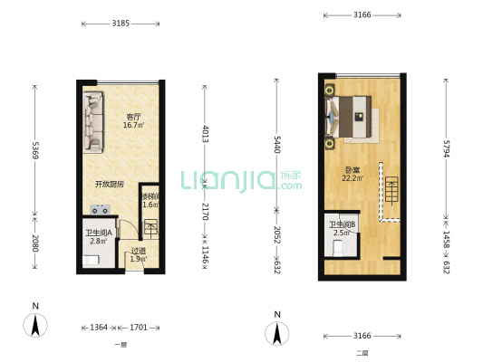 云悦公馆 1室1厅2卫 35平方