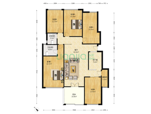 融汇半岛香缇卡纳 5室1厅2卫 149平方