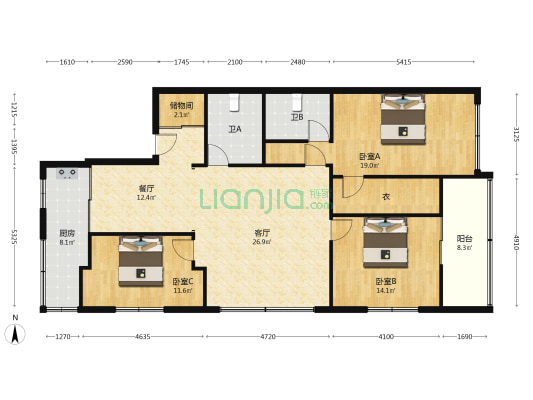 纺织小区 3室2厅2卫 140平方