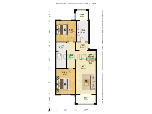 乐江公寓 2室1厅1卫 101平方