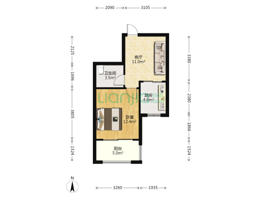 华鸿汇盛德堡 1室1厅1卫 46平方