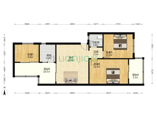 银沙路80号 3室1厅1卫 98平方