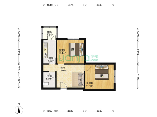 兴盛家园 2室1厅1卫 59平方
