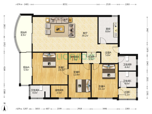 中华南路118号 3室1厅3卫 159平方