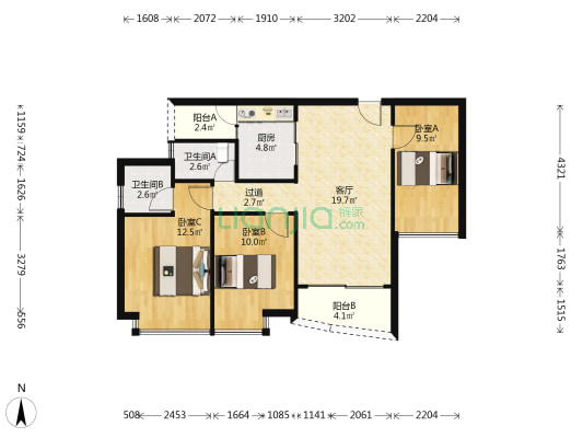 名仕蓝溪苑 3室1厅2卫 93平方