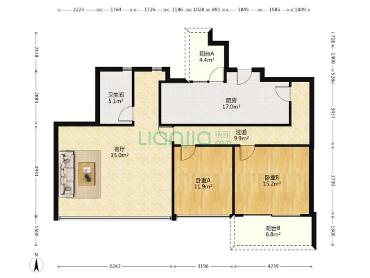 峻林 2室1厅1卫 139平方