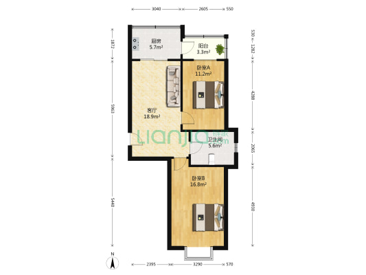 华远龙湾 2室1厅1卫 80平方