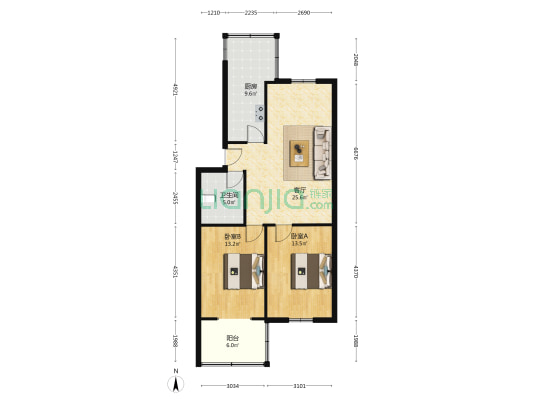 国税局家属院(丛台区) 2室1厅1卫 77平方