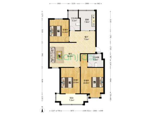 金色阳光 3室2厅2卫 112平方