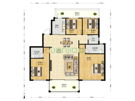 万科瑧湾悦 4室1厅3卫 175平方