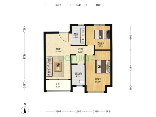 榕湖湾 2室1厅1卫 80平方