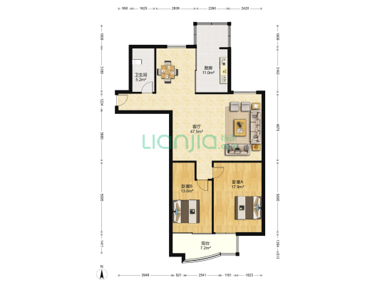 东方花园西区 2室1厅1卫 130平方