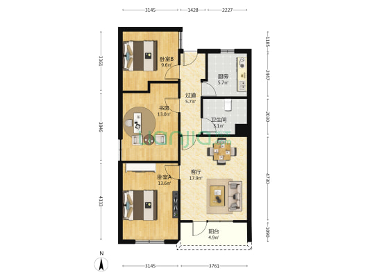 江宁大楼 3室1厅1卫 102平方