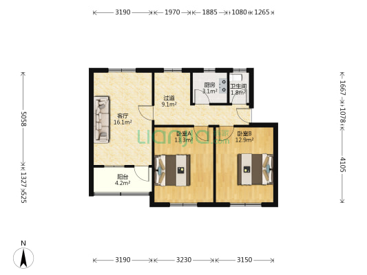 光明新村 2室1厅1卫 73平方