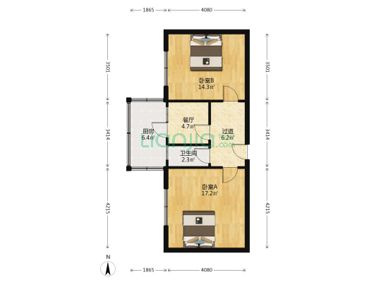 清风小居 2室1厅1卫 62平方