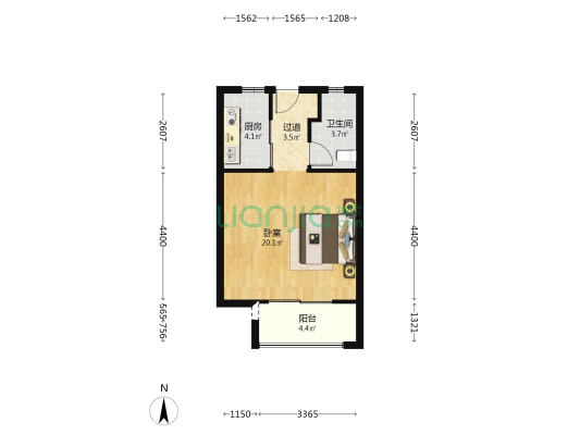 龙湖铂金岛 1室0厅1卫 50平方