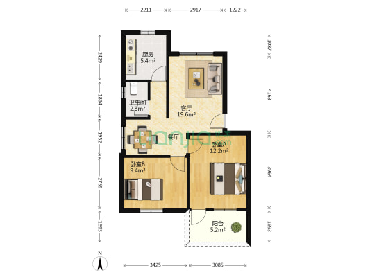 湖里人民法院宿舍楼 2室1厅1卫 69平方