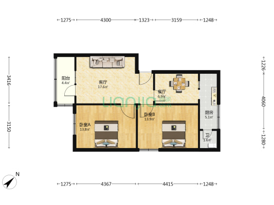 吉庆巷13号 2室2厅1卫 73平方