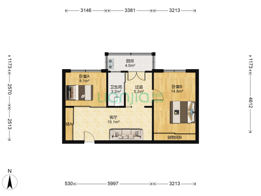 沈阳铁路分局局东小区 2室1厅1卫 71平方