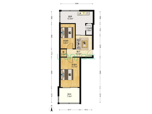 新海阳西街 2室1厅1卫 52平方
