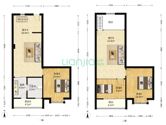 杰座大厦 3室2厅1卫 87平方