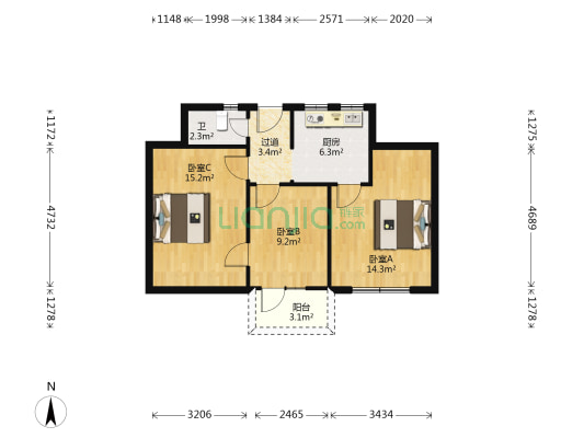 海院新村 3室0厅1卫 66平方