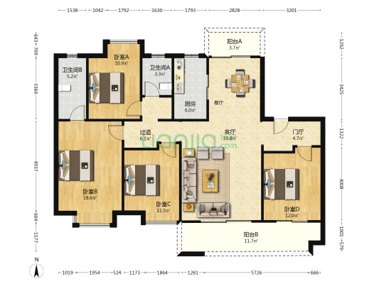 正荣棠悦 4室1厅2卫 148平方