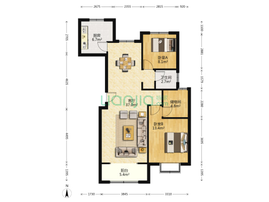 中新锦绣天地中苑四区南区 2室1厅1卫 110平方