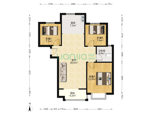 大社区，高绿化，南北双通透 房本满二-户型图