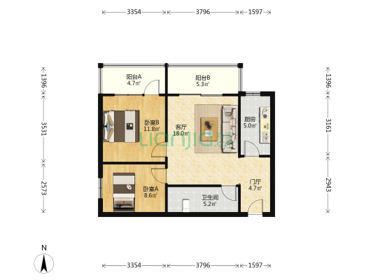 祥瑞大厦 2室1厅1卫 89平方