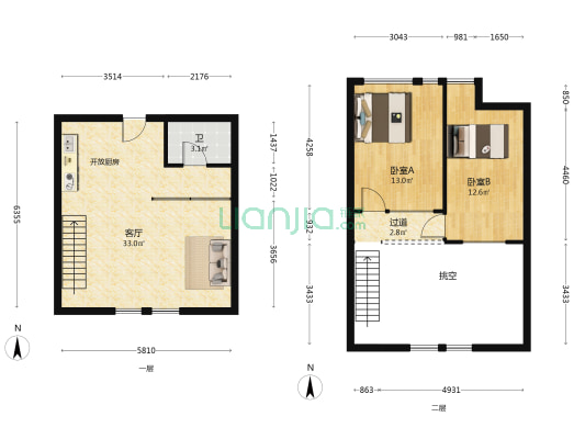 南湖琅樾 2室1厅1卫 64平方