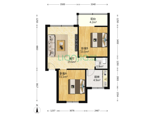 宜居家园 2室1厅1卫 68平方