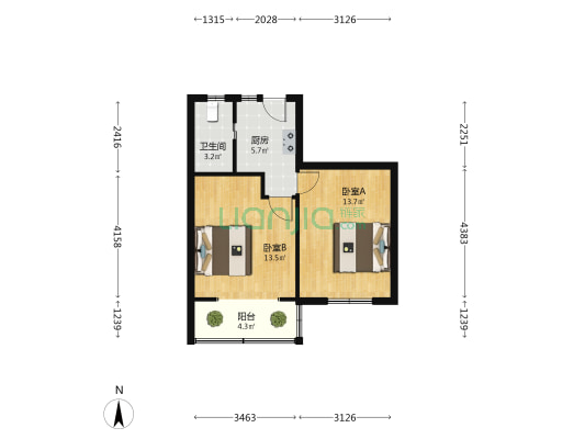 阜新路284弄 2室0厅1卫 48平方