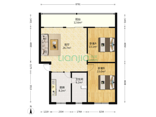 中院巷2号 2室1厅1卫 92平方
