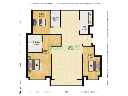 津门熙湖 3室1厅2卫 138平方