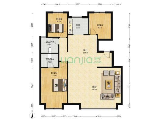 2024年交房楼前无其他楼栋，视野开阔-户型图