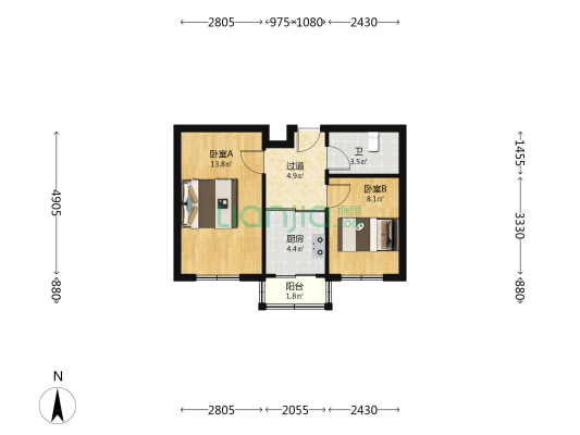 逸佳小区 2室0厅1卫 49平方