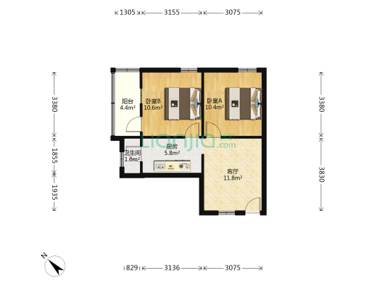 保安里 2室1厅1卫 55平方