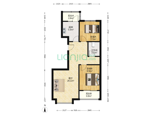 枣林新村 2室1厅1卫 81平方
