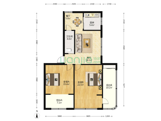 发改委家属院 2室2厅1卫 94平方