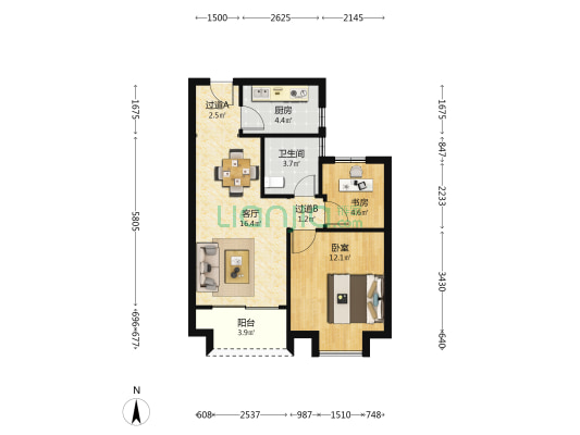 掬月苑 2室1厅1卫 67平方