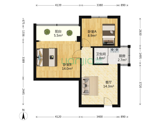自力社区 2室1厅1卫 53平方