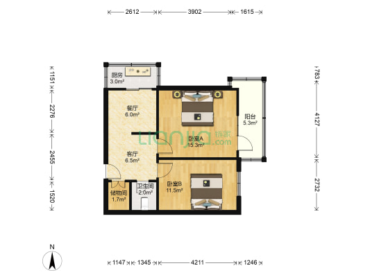 西安日报社家属院(劳卫路) 2室2厅1卫 60平方