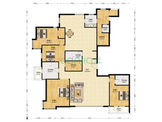 滨河果岭 4室1厅4卫 303平方