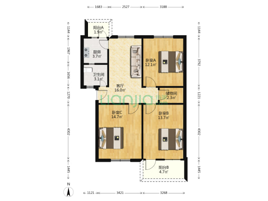 仙潭里 3室1厅1卫 87平方