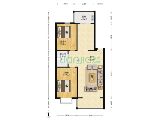 世博弘苑 2室1厅1卫 91平方